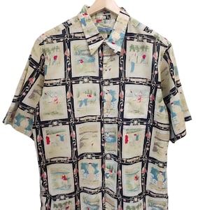 Vintage Reyn Spooner Hawaiian Egyptian cotton Traditional Shirt enjoying golfer par aloha Hawaiian summer shirt vintage 90s Reyn Spooner