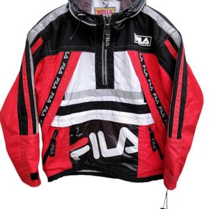 Vintage 80&#39;s FILA Sport Vintage Fila Biella Italia Fila Ski wear Jacket fila reflective hoodie winter jacket fila red adventure Large