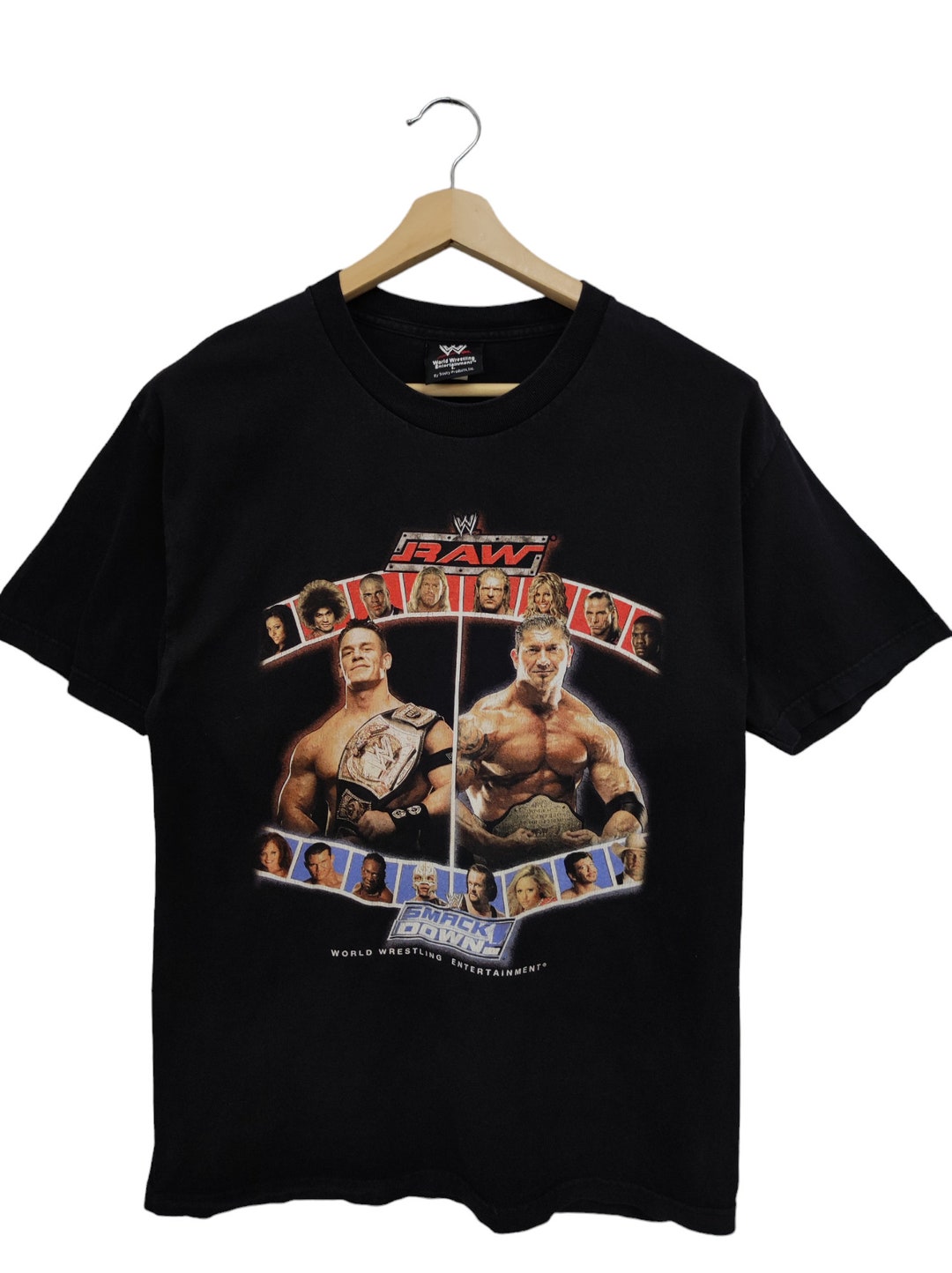 Vintage Y2K WWE Raw is War Smackdown Shirt 2005 Batista John Cena