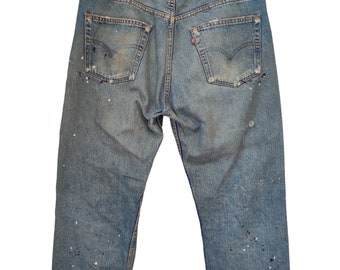 Size 34 Vintage 90s Levi's 501 Big Paint Spletter Jeans