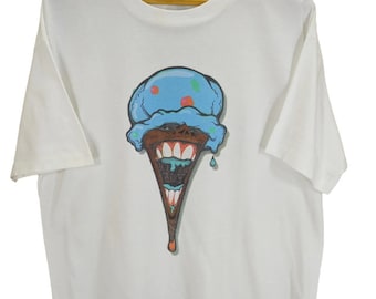 Vintage 90s Ice Cream Headache Kevin Staad Joe Johnson 90 Skateboard skater t shirt punk wear /80s Skates made in USA Large