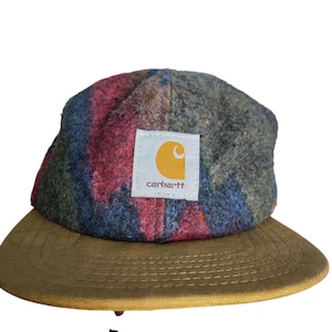 Gorra vintage de lana Carhartt con cierre a presión, multicolor, de mezclilla, talla única, fabricada en EE. UU.