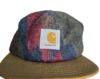 Vintage Carhartt Wool Cap snap back Carhartt multi color Carhartt denim wear cap one size fits all made in usa