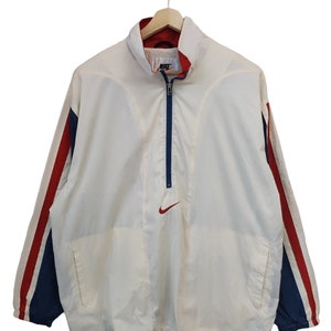 Vintage Nike Swoosh Nike 90s White orange green windbraker Jacket Nike Light jacket Nike sportswear Nike street wear jacket size Large