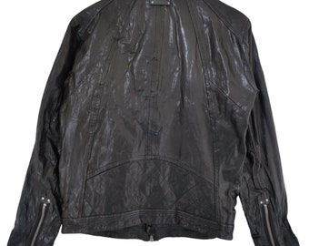 Vintage Diesel Sheep Leather Jacket Blue Lining Diesel Riders