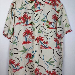 80s Vintage Break-off Authentic Style Hawaii Japan Hawaiian 100%  Silk Shirt Aloha Tropicana beach scenes Japanese Collection Vintage Medium