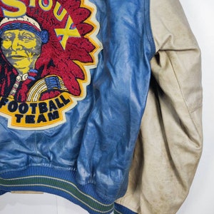 Vintage Avirex Varsity Sioux Falls NFL Läderjacka NFL Avirex Fotboll NFL Tillverkad i USA bild 10