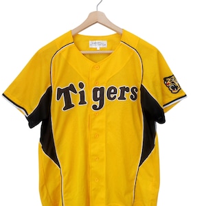 vintage authentique maillot de baseball officiel Hanshin Tigers brodé tigres Japon baseball USA rayures des années 90 maillot vintage fabriqué au Japon