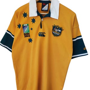 Vintage 00s Canterbury jersey Rugby world cup 2003 Polo Shorts Sleeves Rugby Australia Rugby wallabies New Zealand Australia Shirt size XL