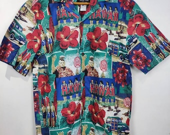 Vintage Hawaii Mango Moon Aloha Surf Aloha Hawaiian Shirt Small Made in USA