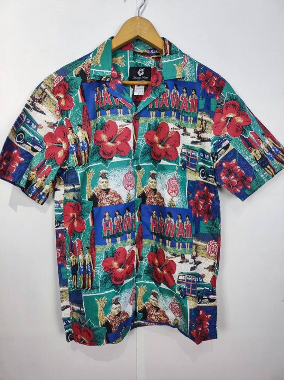 Vintage Hawaii Mango Moon Aloha Surf Aloha Camisa hawaiana pequena hecha en EE.UU. Etsy Espana
