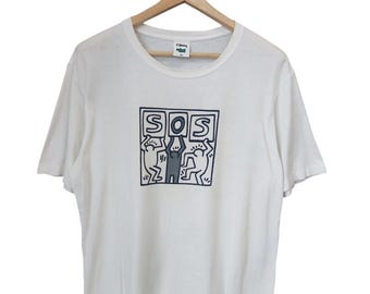 Vintage Keith Haring People SOS Help pop shop 00s USA haring pop art vintage keith haring art grafitti NYC t shirt X Large
