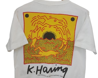 Vintage 80s Keith Haring TBA 303 Keith haring Pop Shop Vintage Keith Haring The Estate Of Keith Haring 1983 Tee vintage Large