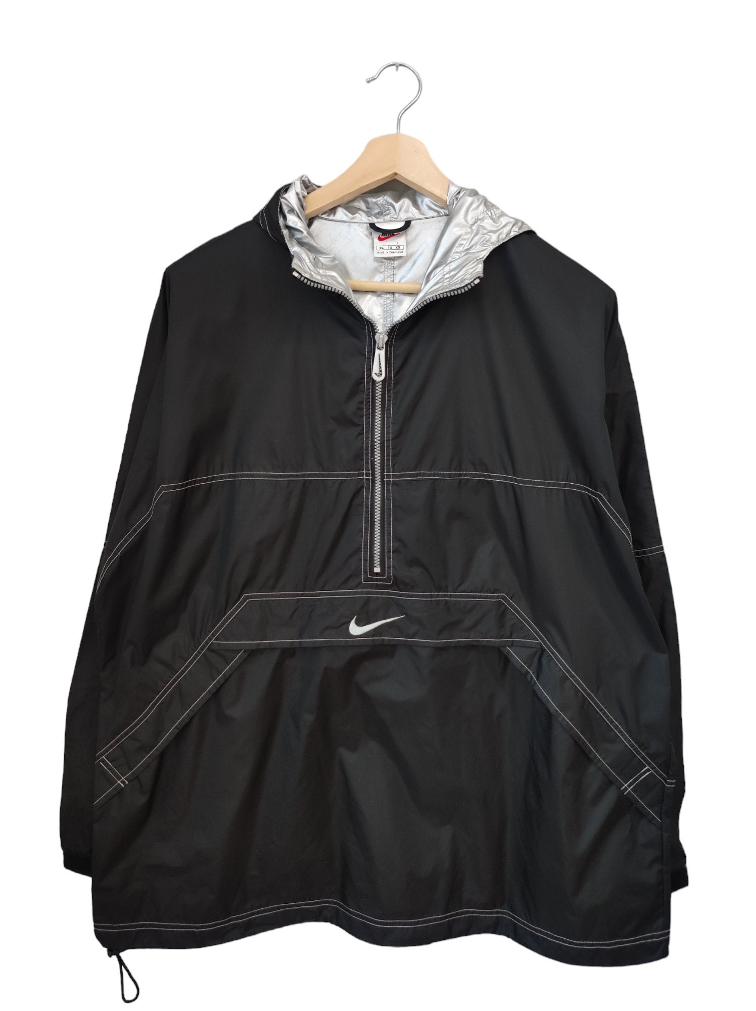 NIKE Block Nike 90s Black Jacket With Silver Lining Nike