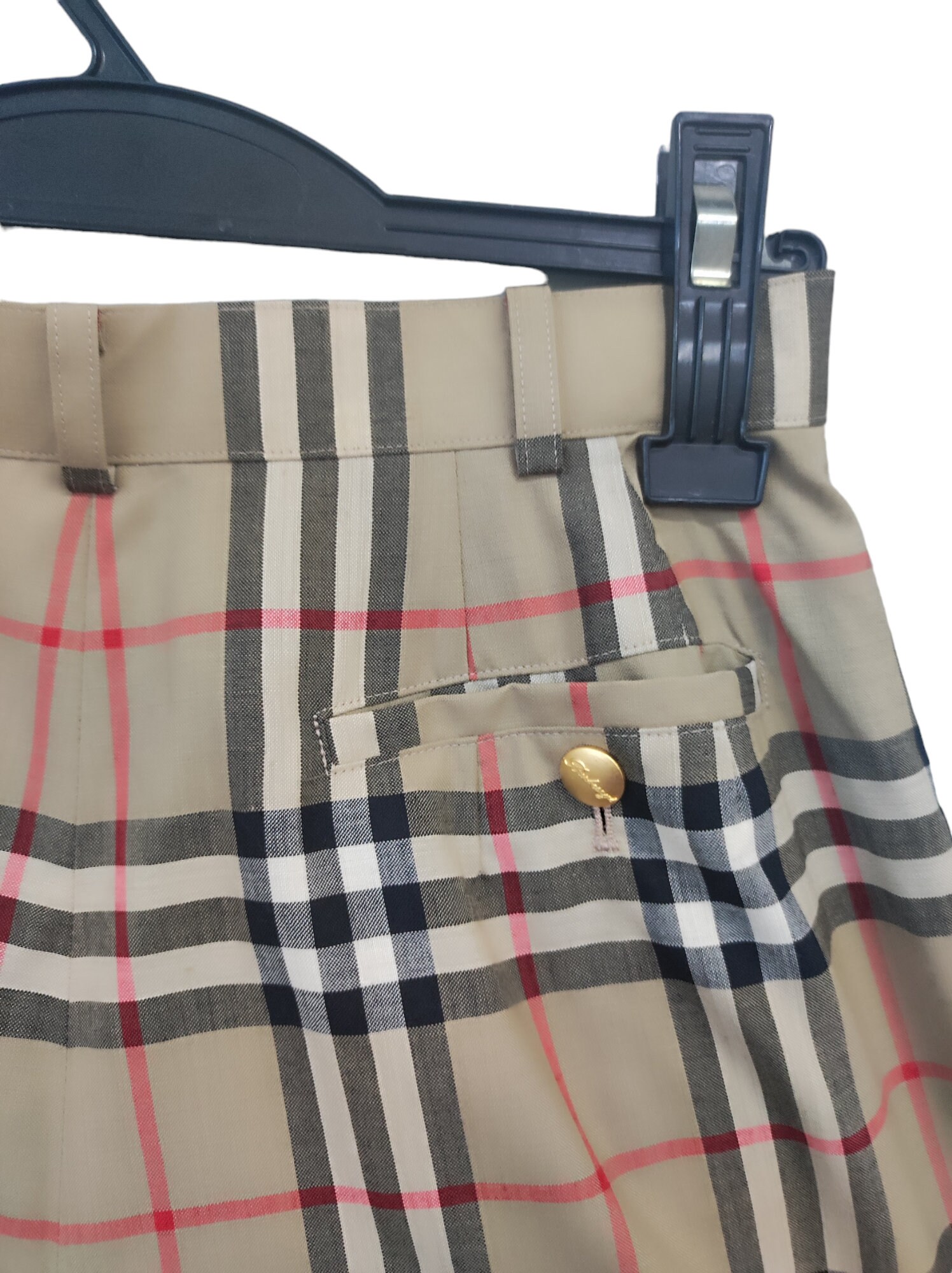 Burberry スラックス　80s 90s vintage 100% Authentic Vintage Check BURBERRY Skirt Wool Pleat Lined