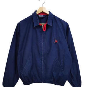 Vintage 1990s Polo RL  Polo Ralph Lauren Harrington Jacket Polo USA Polo Golf Polo sports  Shirt vintage usa  blue  casual Jacket size Large
