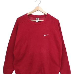 Vintage Nike Swoosh Nike 90s Red sweatshirt jumper Nike Light sweatshirt Nike sportswear Nike street wear jacket size Large made in Usa