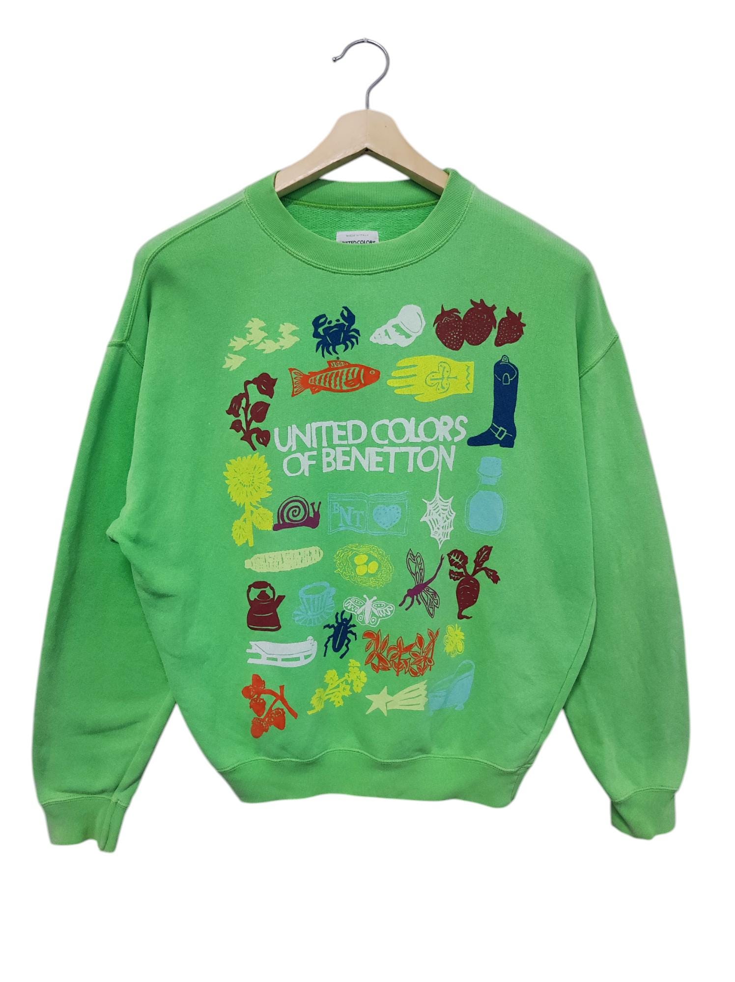 Vintage 90s Benetton Green Retro Sweatshirt United Color of 