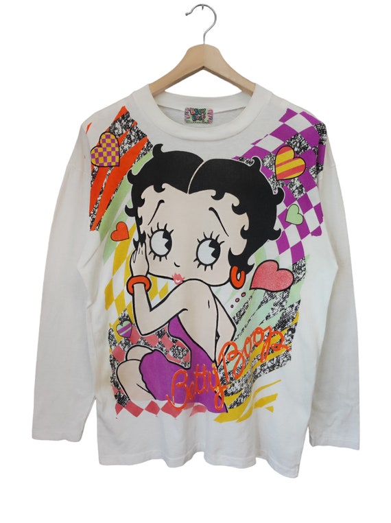 Vintage Betty Boop Over Print Betty Boop love stories boop KFS Inc fleischer studios Betty Boop and Pudgy L/S size Medium