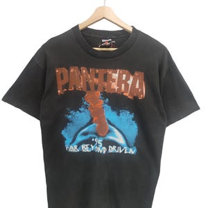 Vintage 90s Pantera Far beyond driven Concert Tour Pantera tour smookin&#39; across USA 90 pantera music promo Shirt black by signal size Large
