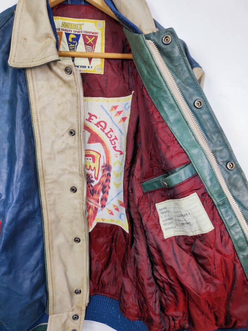 Vintage Avirex Varsity Sioux Falls NFL Läderjacka NFL Avirex Fotboll NFL Tillverkad i USA bild 8