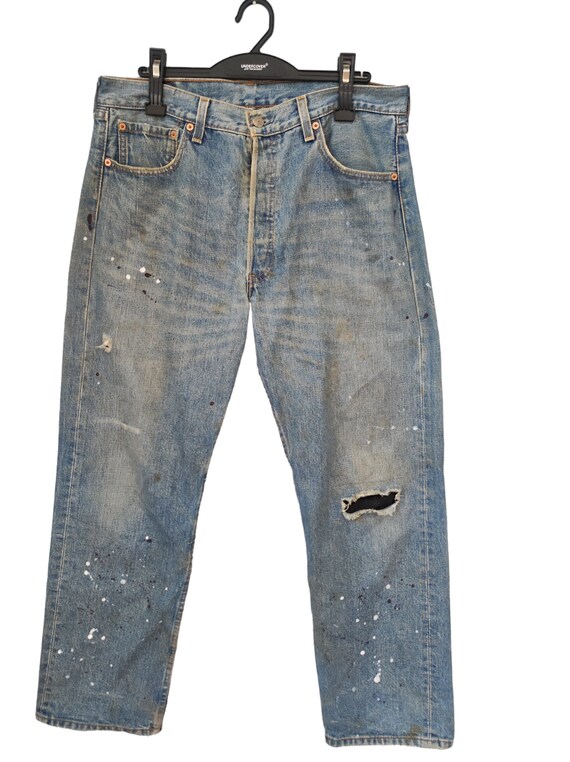 Size 34 Vintage 90s Levi's 501 Big Paint Spletter Jeans