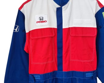 2*'様 Honda Racing オーバーオール LL Vintage 90s Honda Racing Team Coveralls Honda Japanese Motorsport