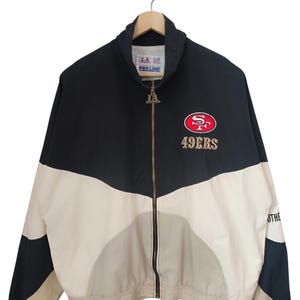 Vintage 90-tals San Francisco 49ers Forty Niners vindjacka San Francisco LA-logotyp atletisk NFL Forty Niners vindjacka storlek Large