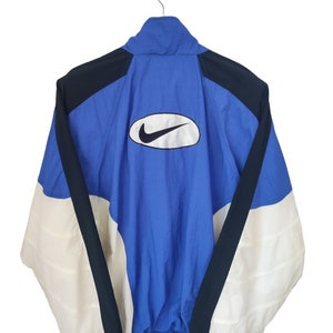 Vintage Nike Swoosh Nike 90s White blue white black windbraker Jacket Nike Light jacket Nike sportswear Nike street wear jacket size Large