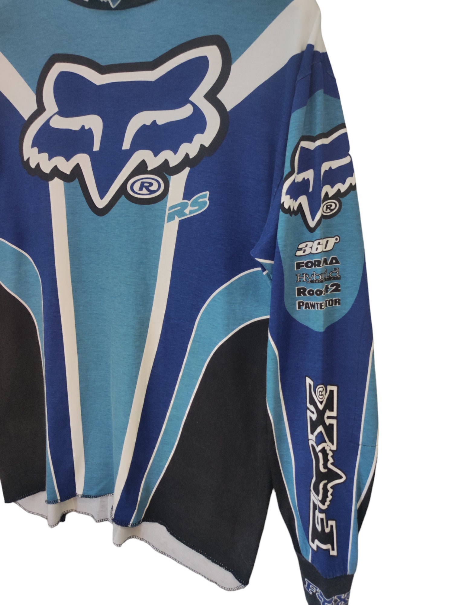 Vintage 90's Fox Racing Team Motocross Blue Long Sleeve