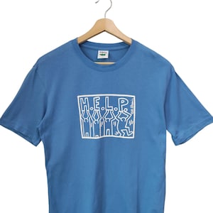 Vintage 90s Keith Haring HELP Keith haring Pop Shop Vintage Keith Haring Help pop art vintage Keith Haring blue Tee vintage Large