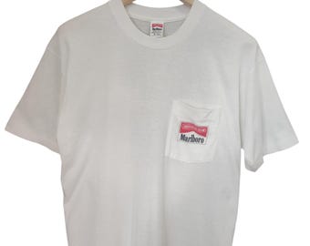 90s Marlboro スウェット Vintage 90s Marlboro Spellout Red Made in Usa Tultex Tag