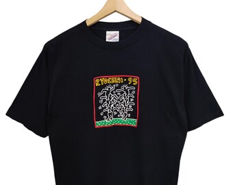Vintage 80s Keith Haring POP SHOP haring USA ryoseiai vintage haring pop art scene graphic black  Medium size haring haring ryoseia shirts