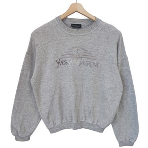 Vintage YSL Yves Saint Lauren Spell Out Yves Saint Lauren signature sweatshirt crew neck ysl embroidered logo ysl pour home sweaters sz M