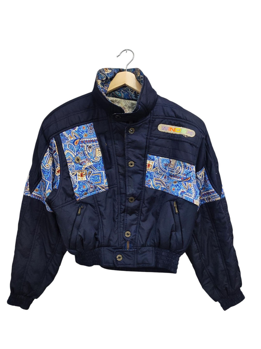 Vintage 90's Windex Pro Ski Wear Jacket Hooded Large Blue