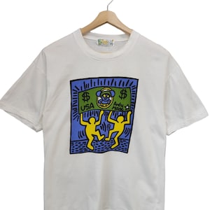 Vintage 80s Keith Haring POP SHOP haring USA Andy Mouse vintage haring pop art scene graphic white  Medium size haring Andy Mouse shirts.