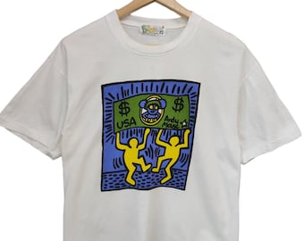 Vintage 80s Keith Haring POP SHOP haring USA Andy Mouse vintage haring pop art scene graphic white  Medium size haring Andy Mouse shirts.