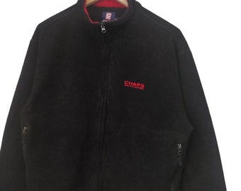 Vintage 90s CHAPS Ralph Lauren Fleece Black Red Full Zip Jacket