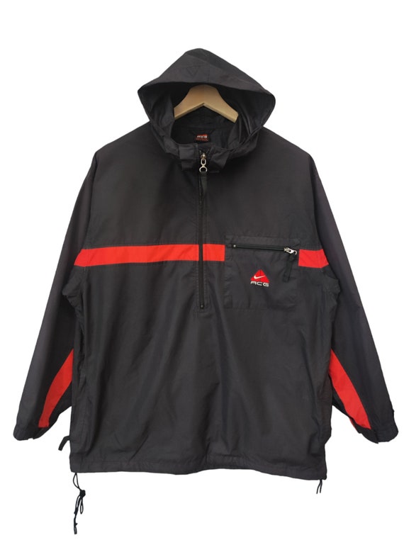 Vintage Nike All Condition Gear Nike ACG Anorak Hoodie Jacket Nike Light Jacket Nike Red Black Stripes Sportswear Half Zipper Jacket Size XL Etsy Ireland