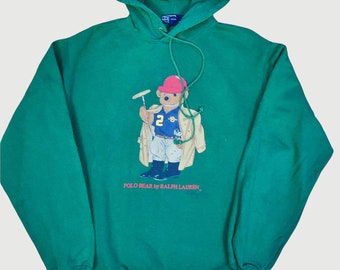 Polo bear hoodie green hotsell