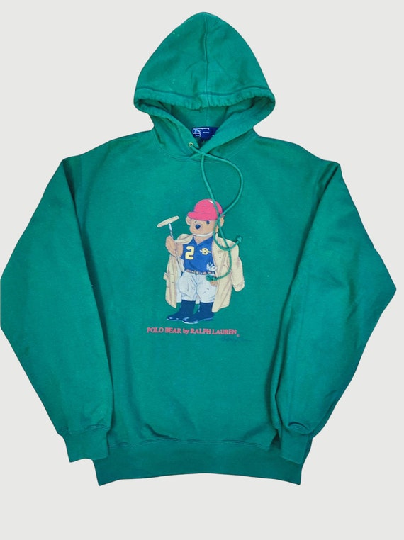 Vintage Polo Bear Polo Ralph Lauren Hoodie Green Polo Bear Golfer Streetwear Hoodie Size Medium Etsy UK