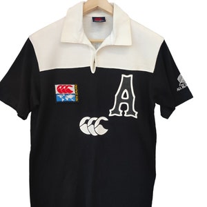 Vintage 90s Canterbury Ugly 2 tones Rugby All Blacks Retro Polo Shorts Sleeves Rugby shirts A 14 Rugby Canterbury New Zealand Shirt size L