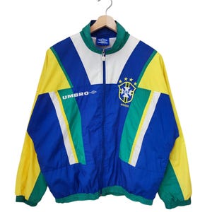 Vintage 1994 Umbro World Cup Warm Up jacket Brazil CBF windbraker Jacket Umbro Light jacket sportswear Dunga Romario era jacket size Medium