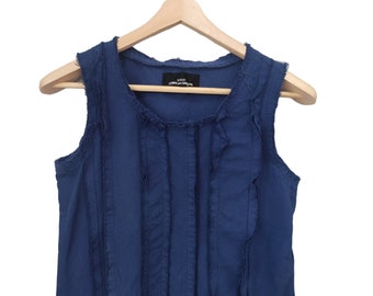 AD 2000 Tricot Comme Des Garcons tinto antirughe pieghettato davanti blu top fashion Tricot Comme Des Garcons