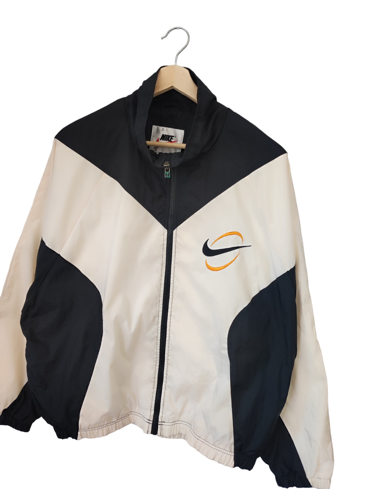 Vintage Nike Swoosh Nike 90s White Black White Windbraker Jacket