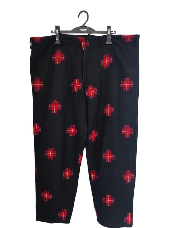 Vintage 90s Y's for Mens Yohji Yamamoto Wool Check Red Pants