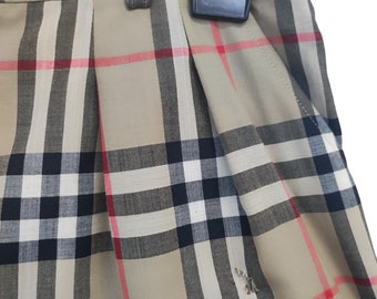 100% Authentic Vintage Check BURBERRY Skirt Wool Pleat Lined