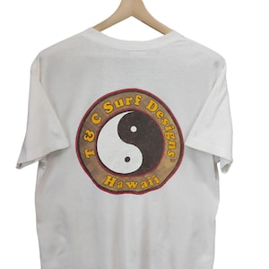 80s Vintage Ying Yang Town & Country Surf Skate Store Shop T and C Aloha Hawaii Hang Loose Surfing Town and Country Hawaii Shirt Large USA