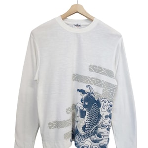 Japanese Art Karakuri Tamashii Fish koi japanse 90s t shirt Japanese collection Pattern Sakura Oriental Wave Battou Musume Medium