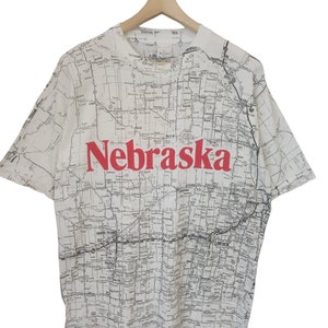 Vintage 90er Jahre Nebraska Landkarten all over print Vintage Nebraska Reiseführer Stadt AOP Vintage Nebraska Größe XL made in USA